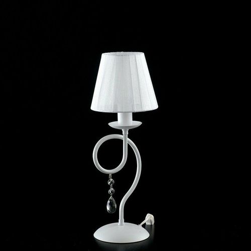 8050713211844 - Bonetti Illumina - Weiße Eisen Tischlampe One Light Shabby Dekoration Weißer Lampenschirm 14x h32 cm