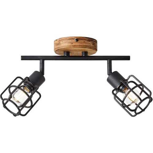 4004353409813 - Lampe Gwen Spotrohr 2flg antik holz schwarz korund Metall schwarz 2x D45 E14 28 w - schwarz - Brilliant