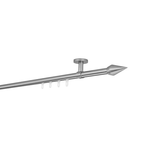 4066866194730 - Ondeco - Gardinenstange auf Maß Innenlauf 20mm Kegel 1-lauf Vorhangstange Deckenträger 4cm Stilgarnitur mit Gleiter für Vorhänge - Edelstahl-Optik 4066866194730 - Ondeco - Gardinenstange auf Maß Innenlauf 20mm Kegel 1-lauf Vorhangstange Deckenträger 4cm Stilgarnitur mit Gleiter für Vorhänge - Edelstahl-Optik