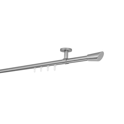 4066866191777 - Ondeco - Gardinenstange auf Maß Innenlauf 20mm Rag 1-lauf Vorhangstange Deckenträger 4cm Stilgarnitur mit Gleiter für Vorhänge - Edelstahl-Optik 4066866191777 - Ondeco - Gardinenstange auf Maß Innenlauf 20mm Rag 1-lauf Vorhangstange Deckenträger 4cm Stilgarnitur mit Gleiter für Vorhänge - Edelstahl-Optik