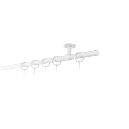 4066866163286 - Gardinenstange auf Maß 20mm Match 1-lauf Vorhangstange Deckenträger 4cm Stilgarnitur mit Ringen für Vorhänge - Weiß - 140cm 4066866163286 - Gardinenstange auf Maß 20mm Match 1-lauf Vorhangstange Deckenträger 4cm Stilgarnitur mit Ringen für Vorhänge - Weiß - 140cm