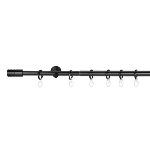 4040255308564 - Gardinenstange ausziehbar 1-lauf Vorhangstange Fenster Wandmontage Endstück Rille Komplettgarnitur Teleskopstange 16 19 mm mit Ringen - Schwarz 4040255308564 - Gardinenstange ausziehbar 1-lauf Vorhangstange Fenster Wandmontage Endstück Rille Komplettgarnitur Teleskopstange 16 19 mm mit Ringen - Schwarz