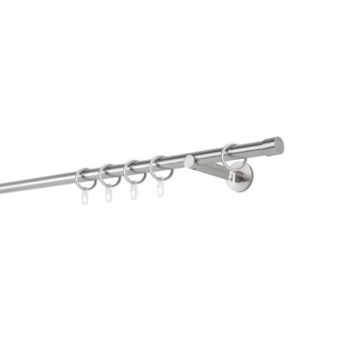 4066866111515 - Gardinenstange MYDECO 20mm Cap Wandträger 12 cm Gardinenstangen Gr L 140 cm 1 läufig silberfarben (edelstahlfarben) Gardinenstangen Wandmontage