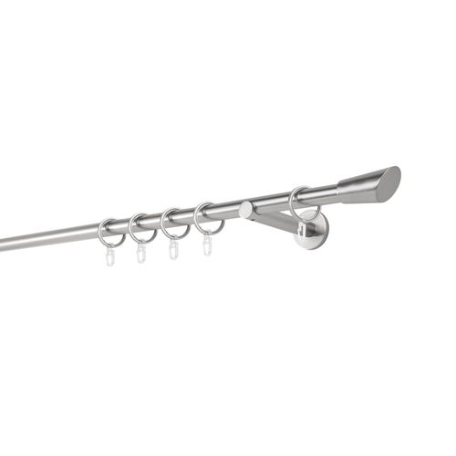 4066866117111 - Gardinenstange auf Maß 20mm Rag 1-lauf Vorhangstange Wandträger 12cm Stilgarnitur mit Ringen für Vorhänge - Edelstahl-Optik - 160cm 4066866117111 - Gardinenstange auf Maß 20mm Rag 1-lauf Vorhangstange Wandträger 12cm Stilgarnitur mit Ringen für Vorhänge - Edelstahl-Optik - 160cm