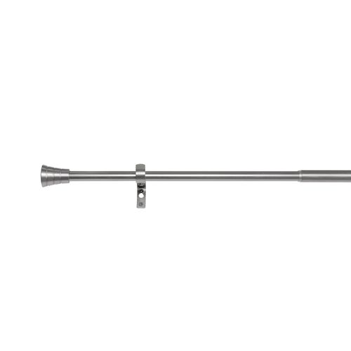 4040255308779 - Ondeco Gardinenstange ausziehbar 1-lauf Wandmontage Endstück Zylinder Edelstahl-Optik 16 19 mm Farbe Edelstahl-Optik Größe 210-400 cm