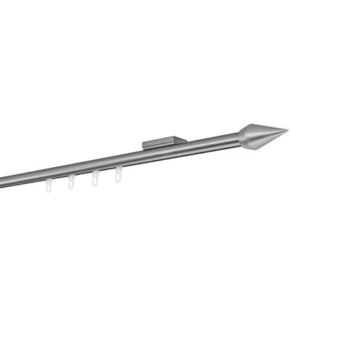 4066866200417 - Ondeco Gardinenstange auf Maß Innenlauf 20mm Kegel 1-lauf Deckenträger 11cm mit Gleiter Farbe Edelstahl-Optik Größe 380cm 4066866200417 - Ondeco Gardinenstange auf Maß Innenlauf 20mm Kegel 1-lauf Deckenträger 11cm mit Gleiter Farbe Edelstahl-Optik Größe 380cm