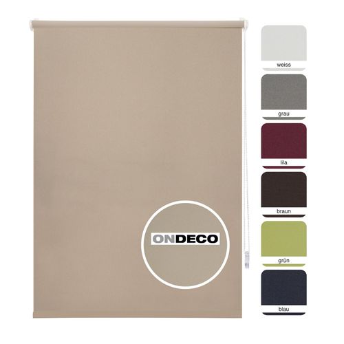 4040255306553 - Ondeco Tageslichtrollo Win ohne Bohren Klemmfix lichtdurchlässig und Blickdicht Farbe Sand Größe 90x210 cm