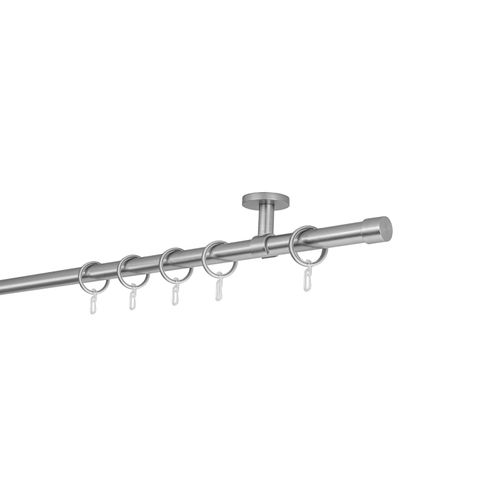 4066866156561 - Ondeco - Gardinenstange auf Maß 20mm Cap 1-lauf Vorhangstange Deckenträger 4cm Stilgarnitur mit Ringen für Vorhänge - Edelstahl-Optik - 240cm 4066866156561 - Ondeco - Gardinenstange auf Maß 20mm Cap 1-lauf Vorhangstange Deckenträger 4cm Stilgarnitur mit Ringen für Vorhänge - Edelstahl-Optik - 240cm