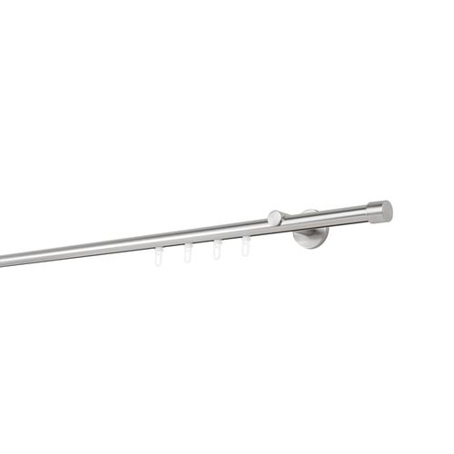 4066866165808 - Ondeco - Gardinenstange auf Maß Innenlauf 20mm Cap 1-lauf Vorhangstange Wandträger 65cm Stilgarnitur Gleiter für Vorhänge - Edelstahl-Optik - 180cm 4066866165808 - Ondeco - Gardinenstange auf Maß Innenlauf 20mm Cap 1-lauf Vorhangstange Wandträger 65cm Stilgarnitur Gleiter für Vorhänge - Edelstahl-Optik - 180cm