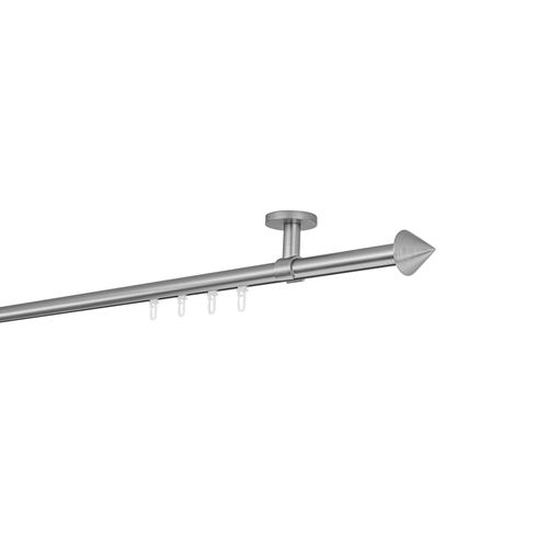 4066866196086 - Ondeco - Gardinenstange auf Maß Innenlauf 20mm Spitze 1-lauf Vorhangstange Deckenträger 4cm Stilgarnitur mit Gleiter für Vorhänge - Edelstahl-Optik 4066866196086 - Ondeco - Gardinenstange auf Maß Innenlauf 20mm Spitze 1-lauf Vorhangstange Deckenträger 4cm Stilgarnitur mit Gleiter für Vorhänge - Edelstahl-Optik