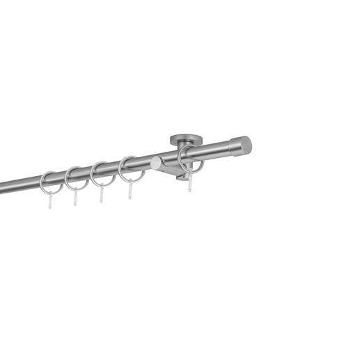 4066866151627 - Gardinenstange auf Maß 20mm Cap 1-lauf Vorhangstange Deckenträger 55cm Stilgarnitur mit Ringen für Vorhänge - Edelstahl-Optik - 260cm 4066866151627 - Gardinenstange auf Maß 20mm Cap 1-lauf Vorhangstange Deckenträger 55cm Stilgarnitur mit Ringen für Vorhänge - Edelstahl-Optik - 260cm