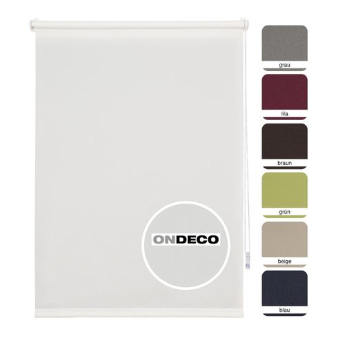 4040255306263 - Ondeco Tageslichtrollo Win ohne Bohren Klemmfix lichtdurchlässig und Blickdicht Farbe Weiß Größe 180x160 cm ohne Klemmträger