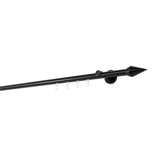 4066866172622 - Gardinenstange auf Maß Innenlauf 20mm Kegel 1-lauf Vorhangstange Wandträger 65cm Stilgarnitur Gleiter für Vorhänge - Schwarz - 180cm 4066866172622 - Gardinenstange auf Maß Innenlauf 20mm Kegel 1-lauf Vorhangstange Wandträger 65cm Stilgarnitur Gleiter für Vorhänge - Schwarz - 180cm