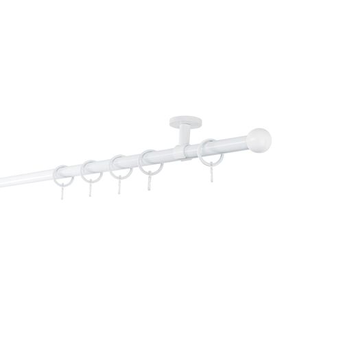 4066866160223 - Gardinenstange auf Maß 20mm Ball 1-lauf Vorhangstange Deckenträger 4cm Stilgarnitur mit Ringen für Vorhänge - Weiß - 180cm 4066866160223 - Gardinenstange auf Maß 20mm Ball 1-lauf Vorhangstange Deckenträger 4cm Stilgarnitur mit Ringen für Vorhänge - Weiß - 180cm