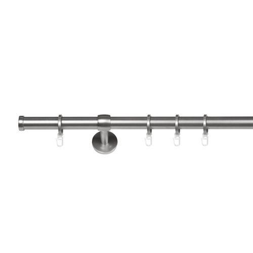 4040255308861 - Ondeco Gardinenstange 1-lauf Wand-Deckenmontage Endstück Cap Komplettgarnitur 25mm mit Ringen und Faltelegehaken Farbe Edelstahl-Optik Größe 240 cm 4040255308861 - Ondeco Gardinenstange 1-lauf Wand-Deckenmontage Endstück Cap Komplettgarnitur 25mm mit Ringen und Faltelegehaken Farbe Edelstahl-Optik Größe 240 cm