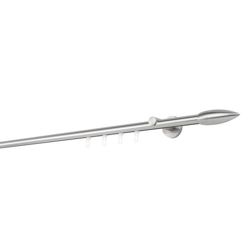 4066866173186 - Ondeco - Gardinenstange auf Maß Innenlauf 20mm Patrone 1-lauf Vorhangstange Wandträger 65cm Stilgarnitur Gleiter für Vorhänge - Edelstahl-Optik