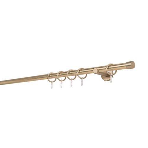 4066866166171 - Gardinenstange auf Maß Innenlauf 20mm Cap 1-lauf Vorhangstange Wandträger 65cm Stilgarnitur Gleiter für Vorhänge - Messing-Matt - 240cm 4066866166171 - Gardinenstange auf Maß Innenlauf 20mm Cap 1-lauf Vorhangstange Wandträger 65cm Stilgarnitur Gleiter für Vorhänge - Messing-Matt - 240cm