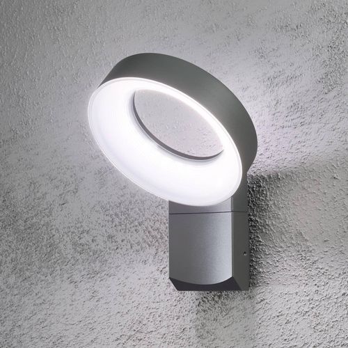 7318307273373 - Konstsmide Lighting - Konstsmide Asti Moderner Wandleuchtenring für den Außenbereich dunkelgraue led IP44