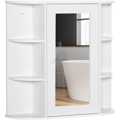 4255633555557 - Spiegelschrank Badspiegel Wandmontage Hängeschrank Badeschrank mit 8 Fächern Mehrzweckschrank für Badezimmer Weiß 66 x 17 x 63 cm - Weiß - Homcom