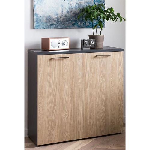 4066075036616 - Lomadox - Aktenschrank Büro META-80 in anthrazit mit Eiche hell Nb b h t ca 802 842 41 cm - braun