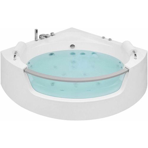 4260624110738 - Beliani - Eckbadewanne Whirlpool Weiß Sanitäracryl 187 x 140 cm led mit 7 Farben Badezimmer