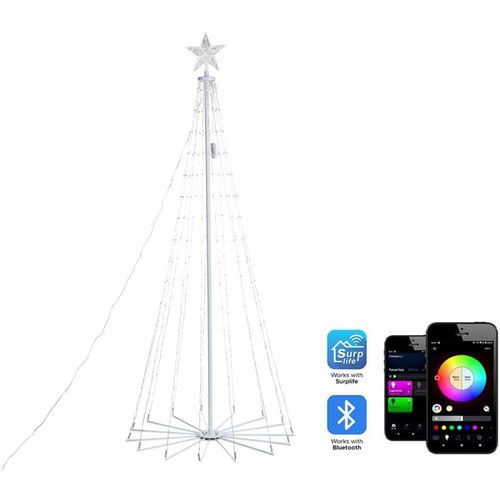 4255664842497 - Beliani - led Weihnachtsbaum Warm-Weiß Kunststoff 190 cm 265 Lichter rgb Farbwechsel mit App-Steuerung Timer Schalter Indoor Weihnachtsdekoration