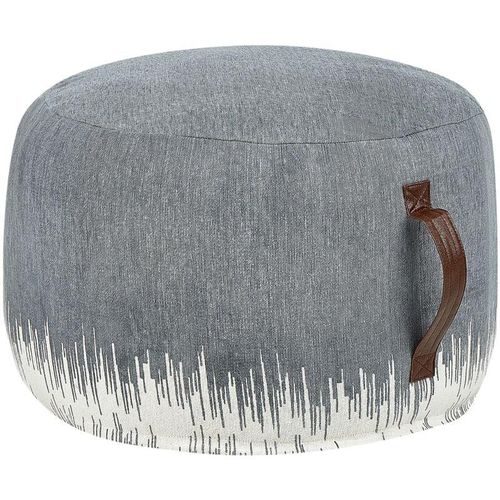 4255664860880 - Beliani - Pouf Blau u Weiß aus Baumwolle 50 x 30 cm Rund Handgefertigt mit Griff Sitzhocker Bodenkissen für Wohnzimmer Schlafzimmer Kinderzimmer