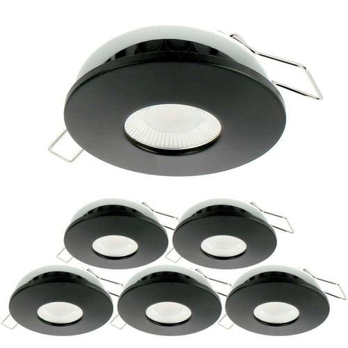 3700710832799 - Arum Lighting - Set mit 6 LED-Einbauspots 8 w milan cct IP65 IK07 Schwarzer runder Rahmen mit dimmbarem Transformator