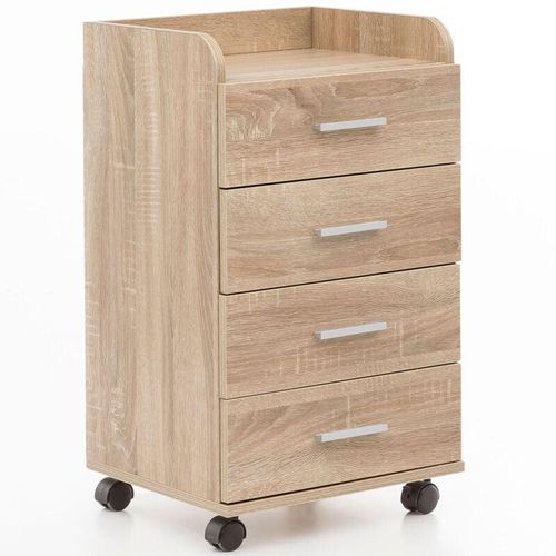 4250950287983 - Finebuy - Rollcontainer 40 x 705 x 33 cm Schreibtisch-Container Rollschrank 4 Schubladen Moderner Schubladencontainer mit Rollen Standcontainer