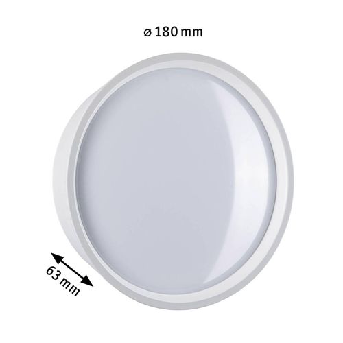 4000870946978 - 94697 House led Außenwandleuchte Platomo IP44 rund 180mm 3000K 145W 1200lm 230V Weiß Kunststoff - Paulmann