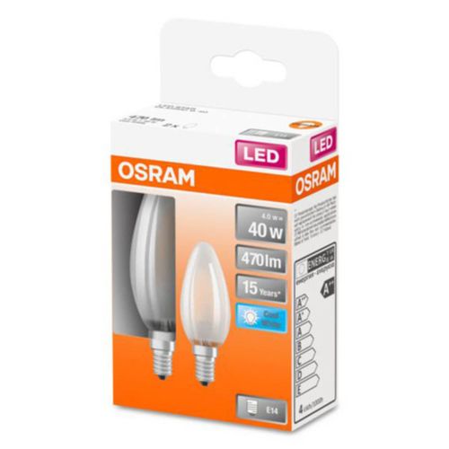 4058075435247 - Led Lampe ersetzt 40W E14 Kerze - B35 in Weiß 4W 470lm 4000K 2er Pack - white - Osram