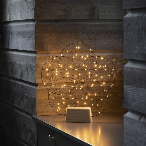 7318307847871 - F (A bis G) LED Dekolicht KONSTSMIDE Weihnachtsdeko Lampen Gr 100 flammig Höhe 44 cm 1 St schwarz Dekofiguren LED Metallsilhouette 5 kleine Ringe mit Holz-Fuß