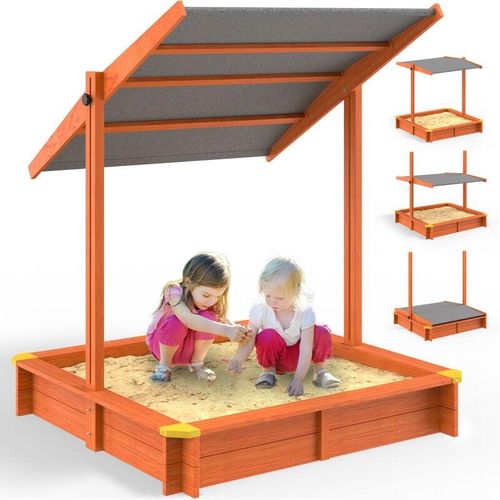 4251777202920 - Spielwerk® Sandkasten verschiedene Größen Sonnendach UV-Schutz 50+ Sandbox Abdeckung Kinder Outdoor Sandkiste Imprägniert Sand Garten Holz Bodenvlies