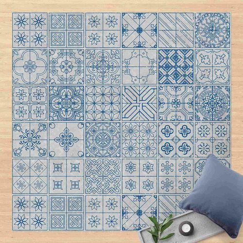 4064493866716 - Micasia - Vinyl-Teppich - Fliesenmuster Coimbra blau - Quadrat 11 Größe HxB 60cm x 60cm