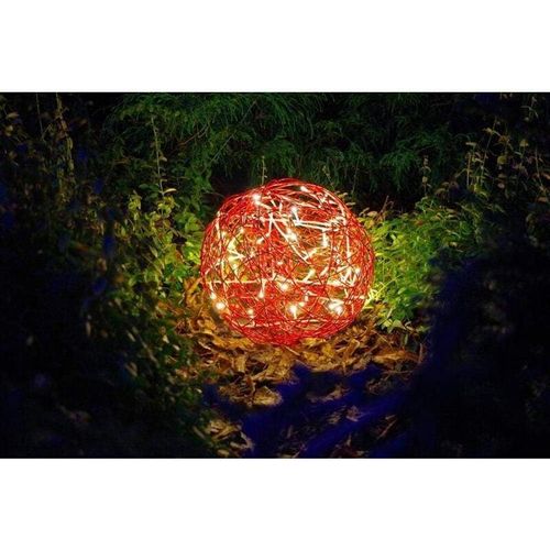 4058151999137 - Led Kugelleuchte Galax für innen und außen Drahtgeflecht Leuchtkugel Weihnachten in rot warmweißes Deko Licht 30 cm - Best Season