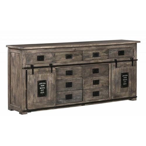 4251213555047 - Massivmoebel24de - Sideboard Mango 200x45x90 grau lackiert railway 222 - grau