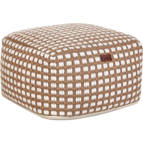 4255664861375 - Beliani - Pouf Beige u Weiß aus Baumwolle 50 x 50 x 35 cm Quadratisch Boho Stil Wohnaccessoires für Wohnzimmer Schlafzimmer Flur