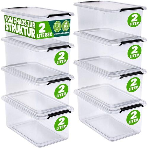 4250525399301 - Aufbewahrungsbox mit Deckel 2L und 5L Box Kunststoff Kisten lebensmittelecht bpa frei klein Klickverschluss transparent stapelbar Küche Schlafzimmer