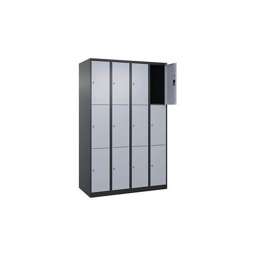 4068427573176 - Schließfachschrank Classic Plus schwarzgrau weißaluminium 080000-403 S10037 12 Schließfächer 1200 x 500 x 1850 cm 406842757