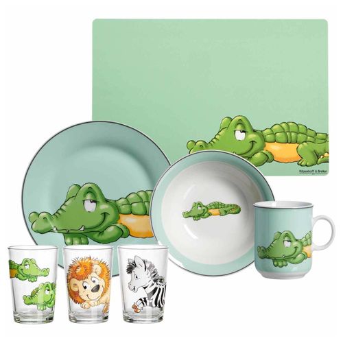 4262418976308 - Geschirr-Set mit Kinderbecher Happy Zoo Krokodil 7er Set 4262418976308 - Geschirr-Set mit Kinderbecher Happy Zoo Krokodil 7er Set