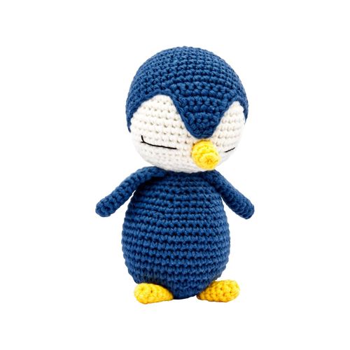 4255686400361 - Handgestrickter Pinguin gehäkelt aus Baumwolle Spielzeug 16 cm