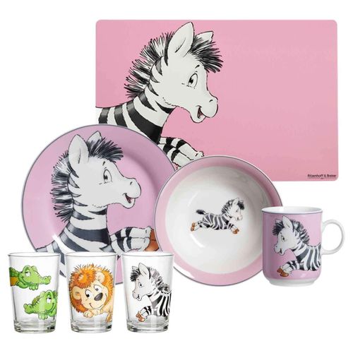 4262418976292 - Geschirr-Set mit Kinderbecher Happy Zoo Zebra 7er Set 4262418976292 - Geschirr-Set mit Kinderbecher Happy Zoo Zebra 7er Set