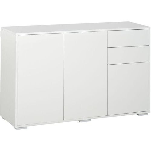 4255633555359 - Sideboard Kommode Anrichte 2 Schubladen Push-Click 117 cm x 36 cm x 74 cm Weiß - Weiß