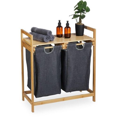 4052025462826 - Wäschekorb Regal Bambus ausziehbar hbt 73 x 64 x 33 cm 2 Fächer & 1 Ablage Wäschesammler Bad natur grau - Relaxdays 4052025462826 - Wäschekorb Regal Bambus ausziehbar hbt 73 x 64 x 33 cm 2 Fächer & 1 Ablage Wäschesammler Bad natur grau - Relaxdays