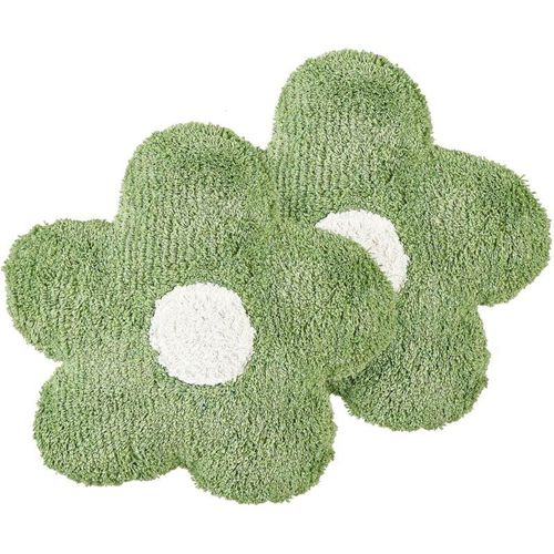 4255664862907 - Beliani - Dekokissen 2er Set aus Baumwolle Grün Blumenform 30 x 30 cm für Kinderzimmer Wohnaccessoires Dekoration für Kinder