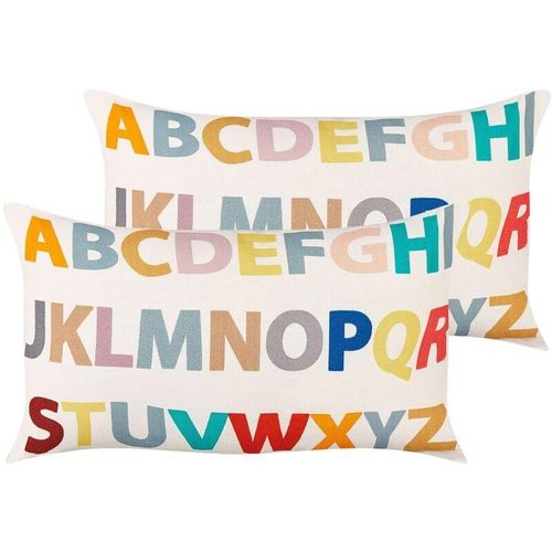 4255664863089 - Beliani - Dekokissen Baumwolle Bunt 30 x 50 cm Rechteckig Alphabet Motiv für Kinderzimmer