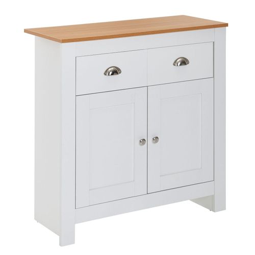 4251745781129 - Modernes Sideboard mit 2 Schubladen Eiche und Weiß Melaminharzbeschichtung 4251745781129 - Modernes Sideboard mit 2 Schubladen Eiche und Weiß Melaminharzbeschichtung