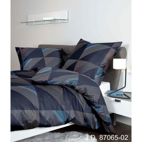 4065334018677 - Bettwäsche JANINE J D87065 06 Gr B L 200 cm x 220 cm (1 St) B L 80 cm x 80 cm & 80 cm x 80 cm (2 St) Mako-Satin blau (nachtschattenblau) Bettwäsche 200x220 cm mit Reißverschluss 100% Baumwolle