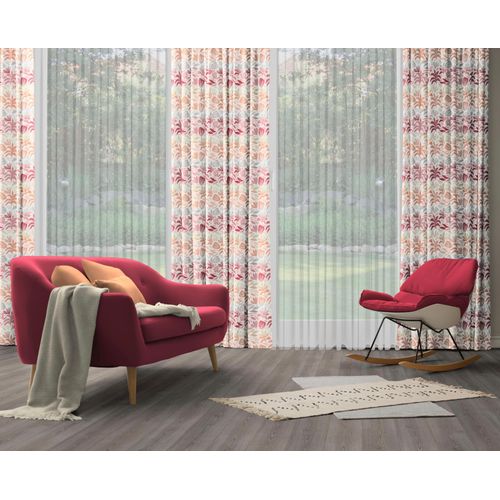 4004567534356 - Vorhang WIRTH Kairo Gr 1 rot Gardinen 145cm Multifunktionsband 132cm Baumwolle Polyester B132cm H145cm