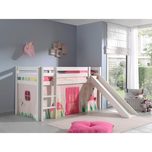 5420070227957 - VIPACK - Spielbett Pino inkl Rutsche mit Textilset Vorhang Spring Ausf Kiefer massiv weiß lacki 5420070227957 - VIPACK - Spielbett Pino inkl Rutsche mit Textilset Vorhang Spring Ausf Kiefer massiv weiß lacki